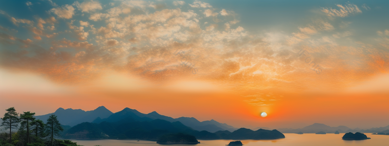 金色落日余晖阳醉美千岛湖全景图,高清,摄影图,摄影图片,图片大全,摄影图免费下载